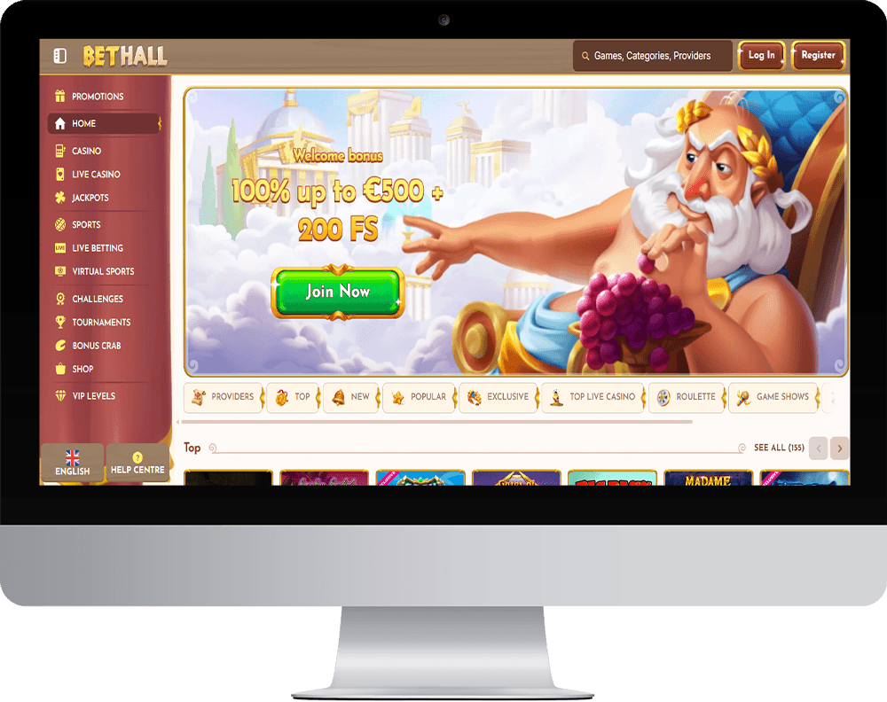 BetHall Casino on desktop