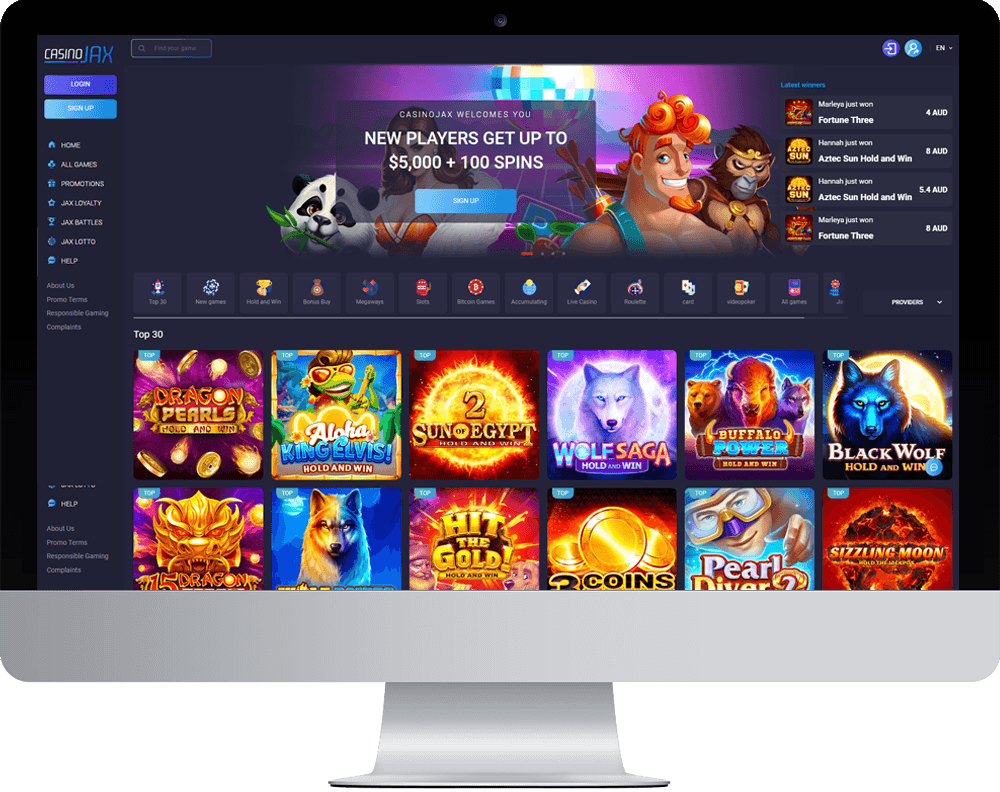 Casinojax on desktop