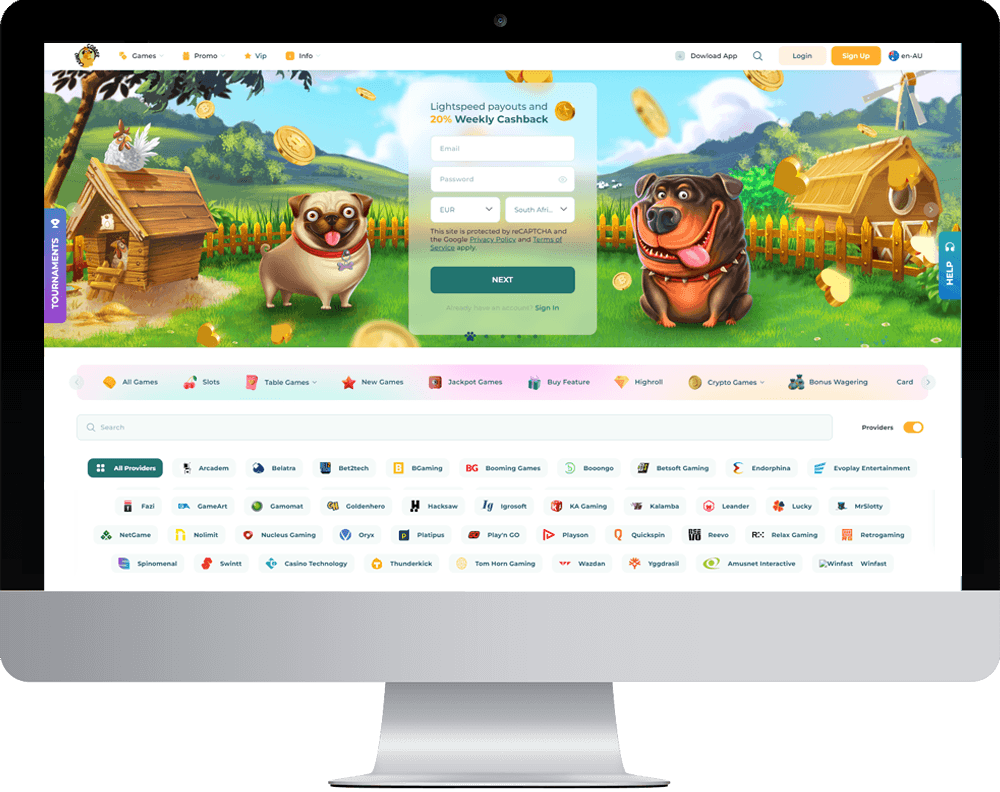 Cobber Casino on desktop