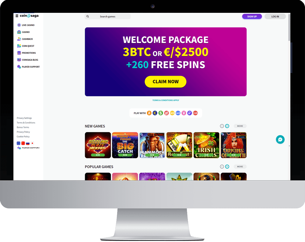 Coin Saga Casino on desktop