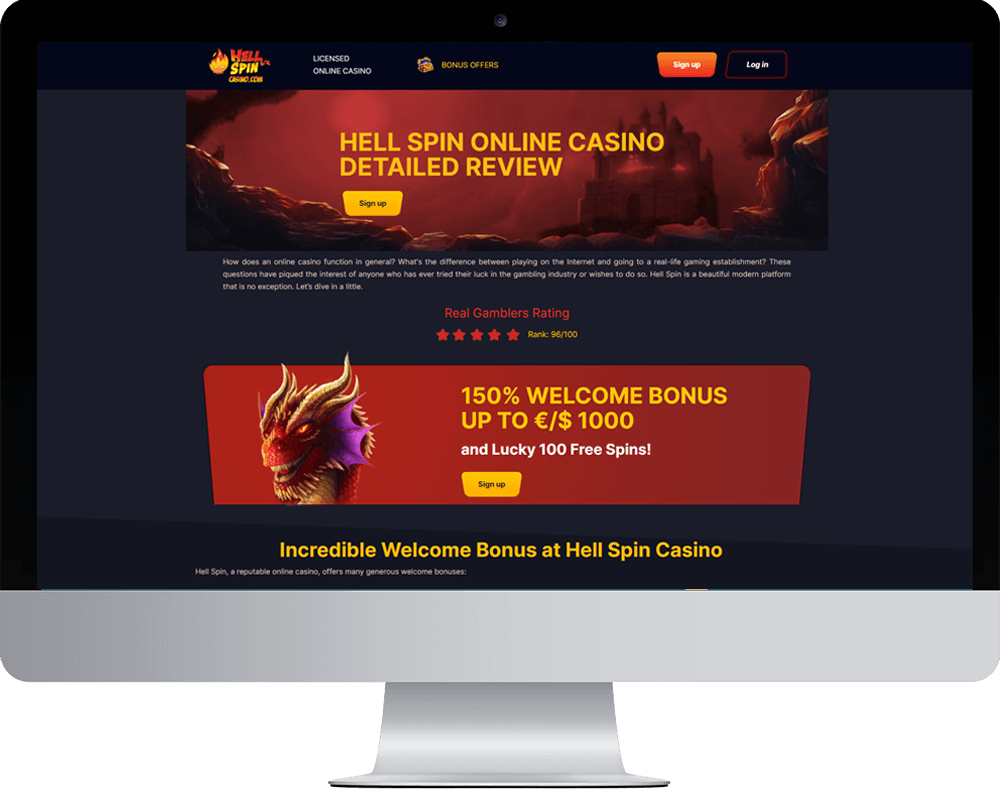 Hell Spin Casino on desktop