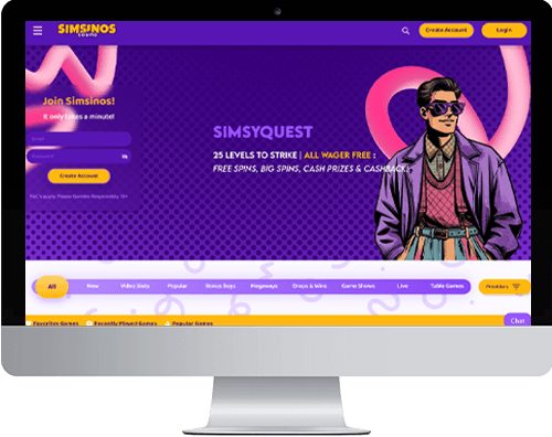 Simsinos Casino on desktop